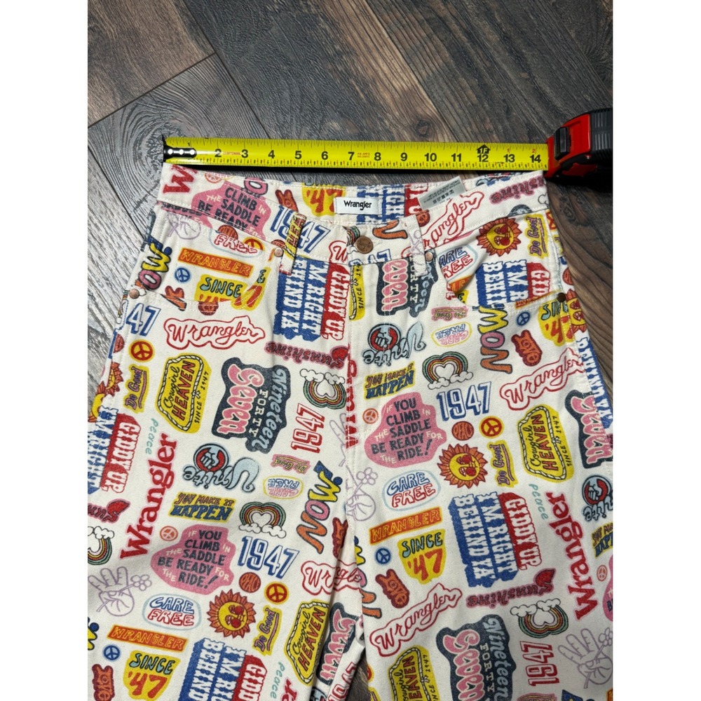 Wrangler Wide Barrel Jeans Womens 29 Graphic Print High Rise Retro Multi Color - Picture 4 of 7
